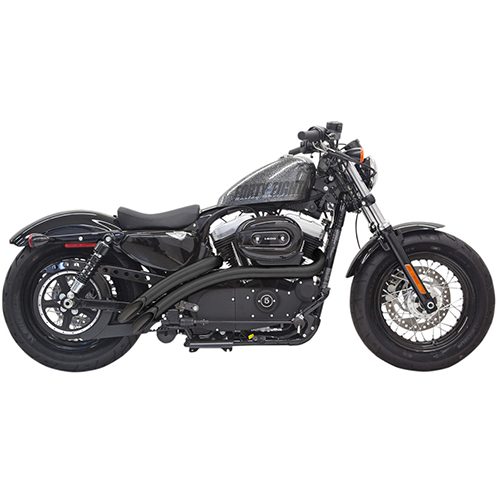 Black Sportster sweeper exhaust by Bassani