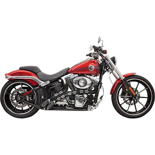Radial Sweeper Chrome w/ black slotted heat shields For 00-17 FXS/FXST/FXSB/FLS/FLST, 13-17 FXSB/FXSE, 07-11 FXCW/C,  99-17 FXD/​FXDWG