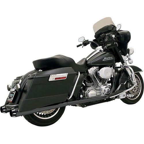 Slip On Mufflers Black Megaphone Muffler with Black Contrast Cut End Caps For 99-16 FLT/FLHT/FLHX/FLTR/FLHR