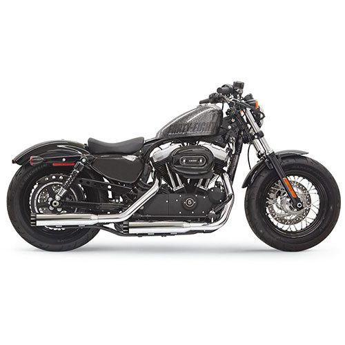 Firepower Series Mufflers Chrome w/ black billet end cap w/contrasting flutes 14-22 XL (EXCEPT RH SPORTSTER MODELS)