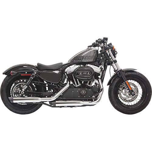 Firepower Series Mufflers Chrome w/ black billet slash-cut end cap 14-22 XL (EXCEPT RH SPORTSTER MODELS)