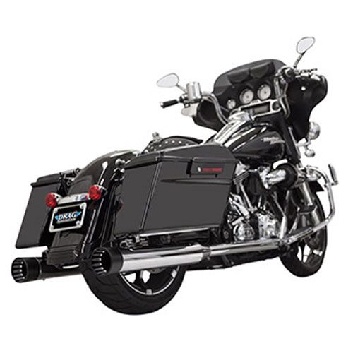 DNT Mufflers Chrome Straight Can with Black internal fluted End Cap For 99-16 FLT/FLHT/FLHR/FLHX/FLTR