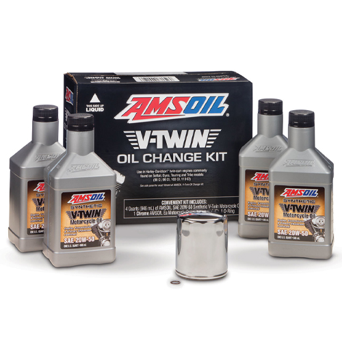 Amsoil Oil Change Kit with chrome filter for V-Twin models